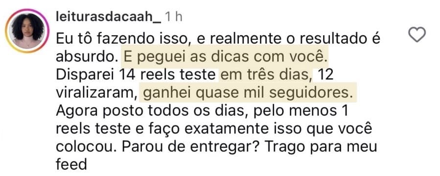 Depoimento de aluna 1